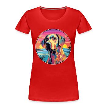 Hygen Hund Rasse Bunte Karikatur Aquarell - Frauen Premium Bio T-Shirt - Rot - Vorne - Mia (176cm)