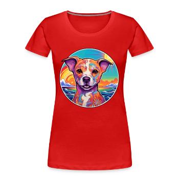 Middle Asian Ovtcharka Dog Breed Colorful Cartoon - Women's Premium Organic T-Shirt - red - Front - Mia (176cm)