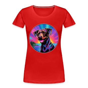 Patterdale Terrier Dog Breed Colorful Cartoon Wate - Women's Premium Organic T-Shirt - red - Front - Mia (176cm)