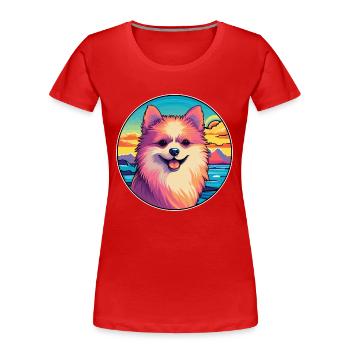 Pommersche Hunderasse buntes Karikatur-Aquarell - Frauen Premium Bio T-Shirt - Rot - Vorne - Mia (176cm)