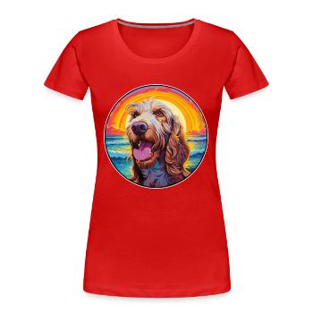 Spinone Italiano Dog Breed Colorful Cartoon Waterc - Women's Premium Organic T-Shirt - red - Front - Mia (176cm)