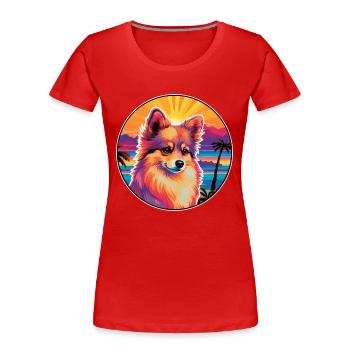 Spielzeug Deutscher Spitz Hund Rasse Bunte Karikatur Wasserc - Frauen Premium Bio T-Shirt - Rot - Vorne - Mia (176cm)