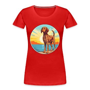 Auvergne Pointing Dog Breed Cartoon Kawaii Clipart - Women's Premium Organic T-Shirt - red - Front - Mia (176cm)