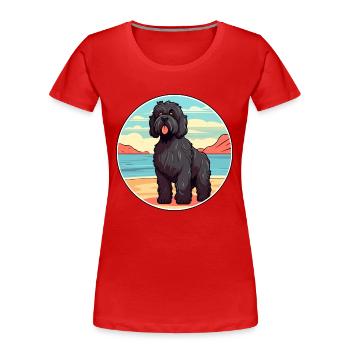 Schwarzer russischer Terrier Hunderasse Cartoon Kawaii Hund - Frauen Premium Bio T-Shirt - Rot - Vorne - Mia (176cm)