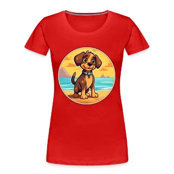 Cao De Seo Miguel Hunderasse Cartoon Kawaii - Frauen Premium Bio T-Shirt - Rot - Vorne - Mia (176cm)