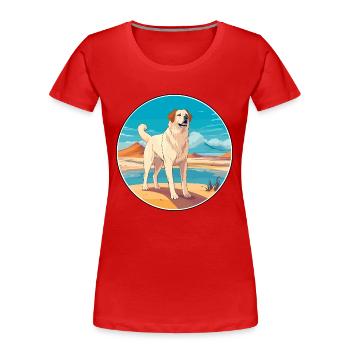 Central Asian Shepherd Dog Breed Cartoon Kawaii - Women's Premium Organic T-Shirt - red - Front - Mia (176cm)