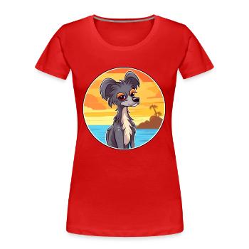 Chinois à crête chien race Cartoon Kawaii Clipart - T-shirt bio Premium Femme - rouge - Devant - Mia (176cm)