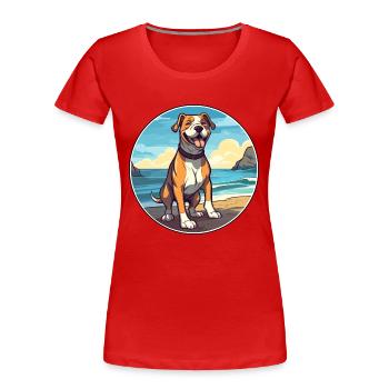Bully Kutta chien race dessin animé Kawaii Clipart chien - T-shirt bio Premium Femme - rouge - Devant - Mia (176cm)