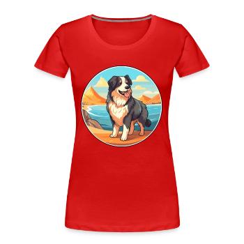 Carpathian Shepherd Dog Breed Cartoon Kawaii Dog - Women's Premium Organic T-Shirt - red - Front - Mia (176cm)