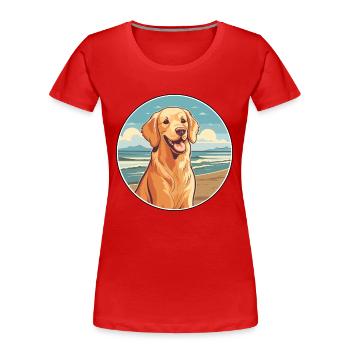Golden Retriever Dog Breed Cartoon Kawaii Clipart - Women's Premium Organic T-Shirt - red - Front - Mia (176cm)