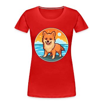 Deutscher Spitz Hund Rasse Cartoon Kawaii Clipart Hund - Frauen Premium Bio T-Shirt - Rot - Vorne - Mia (176cm)