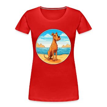 Irish Terrier Dog Breed Cartoon Kawaii Clipart Dog - Women's Premium Organic T-Shirt - red - Front - Mia (176cm)