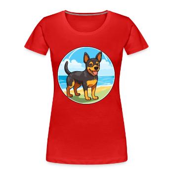 Lancashire Heeler chien race Cartoon Kawaii Clipart - T-shirt bio Premium Femme - rouge - Devant - Mia (176cm)