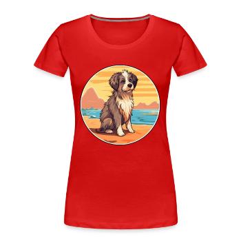 Kuchi Afghan Shepard race chien dessin animé Kawaii chien - T-shirt bio Premium Femme - rouge - Devant - Mia (176cm)