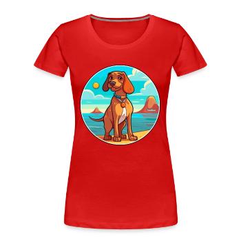 Magyar Agar Dog Breed Cartoon Kawaii Clipart Dog - Women's Premium Organic T-Shirt - red - Front - Mia (176cm)
