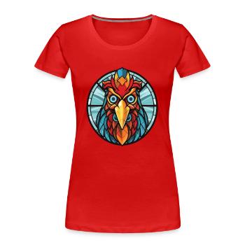 Coq aquarelle colorée illustration animale - T-shirt bio Premium Femme - rouge - Devant - Mia (176cm)