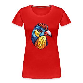 Mésange Oiseau Aquarelle Colorée Animal Illustration - T-shirt bio Premium Femme - rouge - Devant - Mia (176cm)