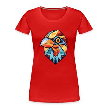 Mésange Oiseau Aquarelle Colorée Animal Illustration - T-shirt bio Premium Femme - rouge - Devant - Mia (176cm)