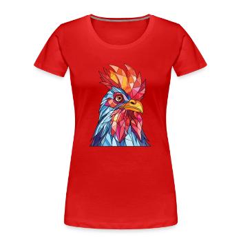 Hen Colorful Watercolor Animal Pet Illustration - Women's Premium Organic T-Shirt - red - Front - Mia (176cm)