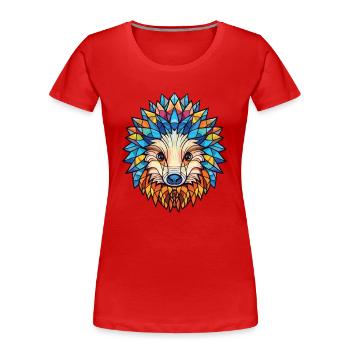 Hérisson aquarelle colorée Illustration animale - T-shirt bio Premium Femme - rouge - Devant - Mia (176cm)