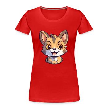 Pixie Bob Katze Cartoon Aquarell Illustration - Frauen Premium Bio T-Shirt - Rot - Vorne - Mia (176cm)