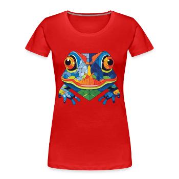 Bunte Aquarell-Tierhaustierillustration des Frosches - Frauen Premium Bio T-Shirt - Rot - Vorne - Mia (176cm)