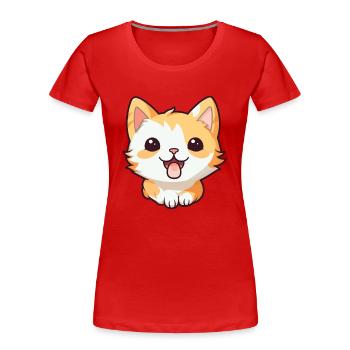 Pixie Bob Katze Cartoon Aquarell Illustration - Frauen Premium Bio T-Shirt - Rot - Vorne - Mia (176cm)