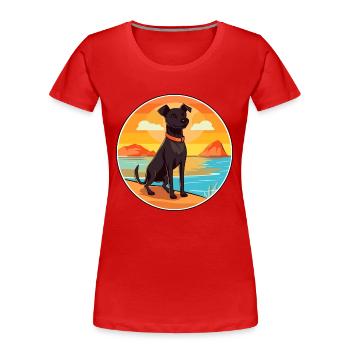 Patterdale Terrier Dog Breed Cartoon Kawaii Dog - Women's Premium Organic T-Shirt - red - Front - Mia (176cm)