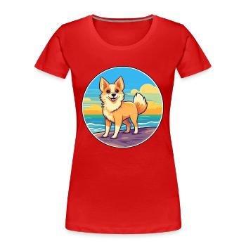 Norwegischer Lundehund Hunderasse Cartoon Kawaii Hund - Frauen Premium Bio T-Shirt - Rot - Vorne - Mia (176cm)