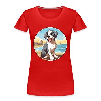 Picardie Schäferhund Hund Rasse Cartoon Kawaii Clipart - Frauen Premium Bio T-Shirt - Rot - Vorne - Mia (176cm)