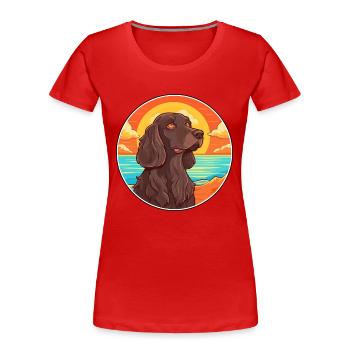 Picardie Spaniel Hund Rasse Cartoon Kawaii Clipart - Frauen Premium Bio T-Shirt - Rot - Vorne - Mia (176cm)
