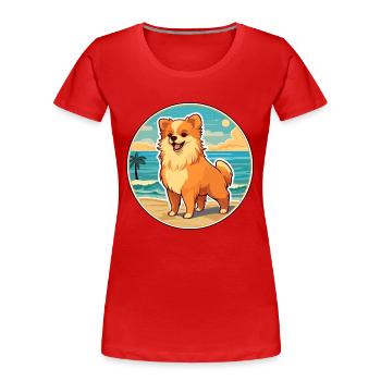Pommersche Deutsche Spitz Hunderasse Cartoon Kawaii - Frauen Premium Bio T-Shirt - Rot - Vorne - Mia (176cm)