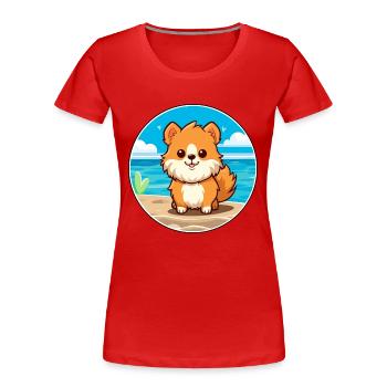 Pomeranian Hund Rasse Cartoon Kawaii Clipart Hund - Frauen Premium Bio T-Shirt - Rot - Vorne - Mia (176cm)