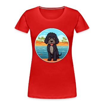Portugiesischer Wasserhund Rasse Cartoon Kawaii Clipart - Frauen Premium Bio T-Shirt - Rot - Vorne - Mia (176cm)