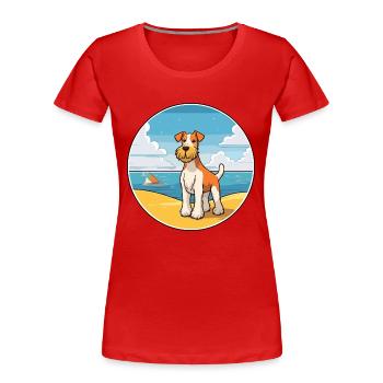 draht foxterrier hunderasse cartoon kawaii clipart - Frauen Premium Bio T-Shirt - Rot - Vorne - Mia (176cm)