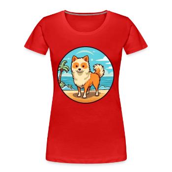 spielzeug deutsch spitz hund rasse cartoon kawaii clipart - Frauen Premium Bio T-Shirt - Rot - Vorne - Mia (176cm)