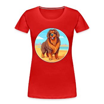 Tibetischer Mastiff Hund Rasse Cartoon Kawaii Clipart - Frauen Premium Bio T-Shirt - Rot - Vorne - Mia (176cm)