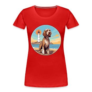 Spinone Italiano Dog Breed Cartoon Kawaii Clipart - Women's Premium Organic T-Shirt - red - Front - Mia (176cm)