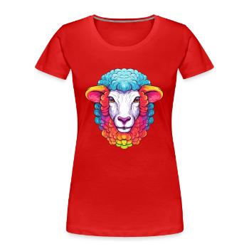 Mouton Aquarelle Colorée Dessin Animé Kawaii Animal - T-shirt bio Premium Femme - rouge - Devant - Mia (176cm)