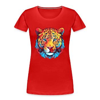 Léopard Aquarelle Colorée Dessin Animé Kawaii Animal - T-shirt bio Premium Femme - rouge - Devant - Mia (176cm)