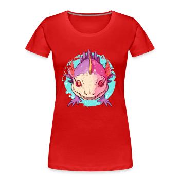 Axolotl Buntes Aquarell Cartoon Kawaii Tier - Frauen Premium Bio T-Shirt - Rot - Vorne - Mia (176cm)