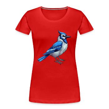 Blue Jay Colorful Watercolor Cartoon Kawaii Animal - Women's Premium Organic T-Shirt - red - Front - Mia (176cm)