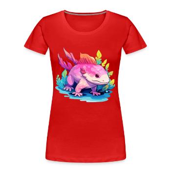 Axolotl Buntes Aquarell Cartoon Kawaii Tier - Frauen Premium Bio T-Shirt - Rot - Vorne - Mia (176cm)