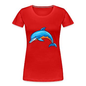 Dolphin Colorful Watercolor Cartoon Kawaii Animal - Women's Premium Organic T-Shirt - red - Front - Mia (176cm)