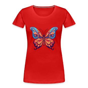 Schmetterling Bunte Aquarell-Karikatur Kawaii Anima - Frauen Premium Bio T-Shirt - Rot - Vorne - Mia (176cm)