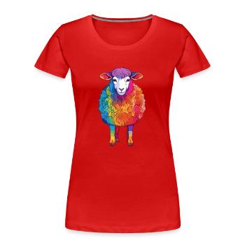 Mouton Aquarelle Colorée Dessin Animé Kawaii Animal - T-shirt bio Premium Femme - rouge - Devant - Mia (176cm)