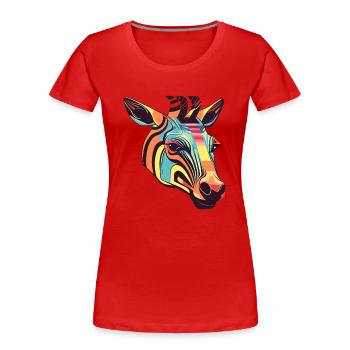 Okapi Aquarelle Colorée Dessin Animé Kawaii Animal - T-shirt bio Premium Femme - rouge - Devant - Mia (176cm)