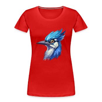Blue Jay Colorful Watercolor Cartoon Kawaii Animal - Women's Premium Organic T-Shirt - red - Front - Mia (176cm)