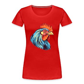 Hen Colorful Watercolor Cartoon Kawaii Animal - Women's Premium Organic T-Shirt - red - Front - Mia (176cm)