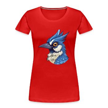 Blue Jay Colorful Watercolor Cartoon Kawaii Animal - Women's Premium Organic T-Shirt - red - Front - Mia (176cm)
